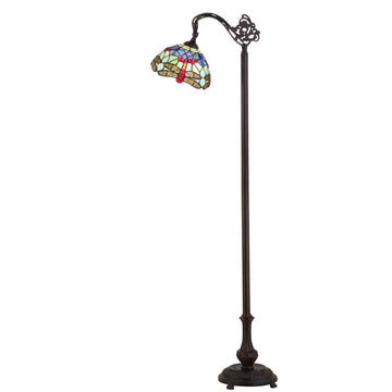 Dragonfly Tiffany Style 60" Arched LED Floor Lamp - JONATHAN Y